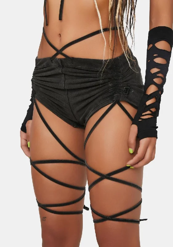 Compression Strappy Ruched Shorts