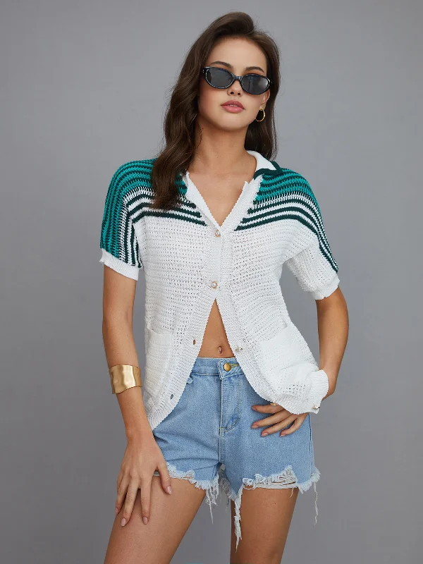 contrast-crochet-pockets-short-sleeve-shirt