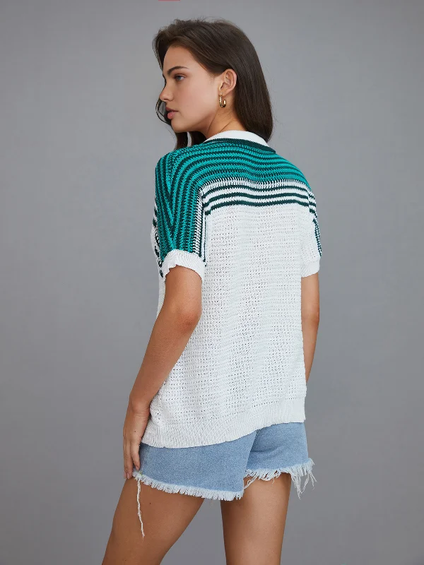 contrast-crochet-pockets-short-sleeve-shirt