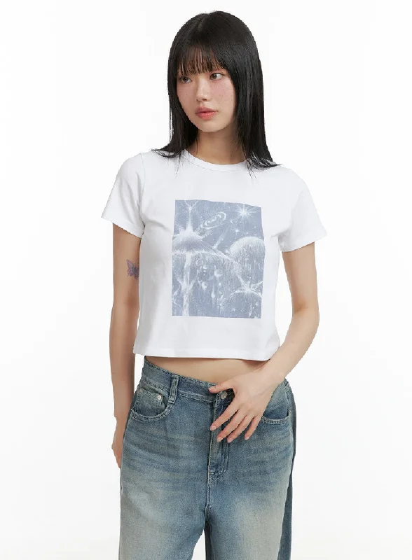 Cotton Graphic Crop Tee CL403