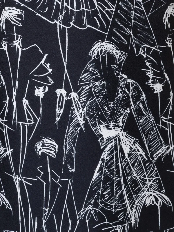 cotton-silk-double-face-sheath-dress-with-croquis-print-black-ecru cotton-silk-double-face-sheath-dress-with-croquis-print-black-ecru