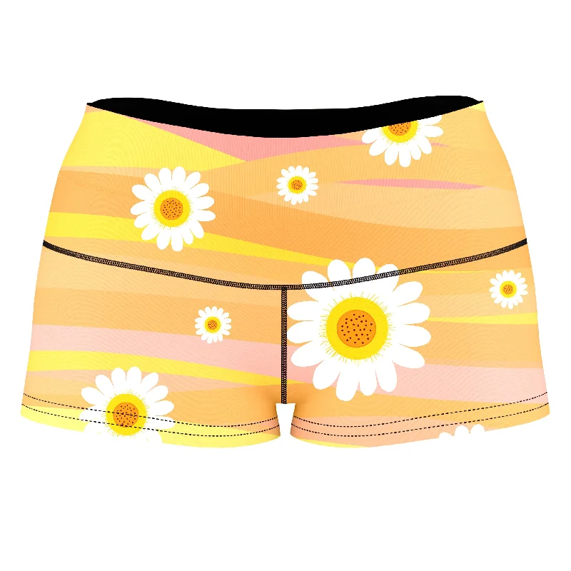 Dancing Daisies High-Waisted Women's Shorts