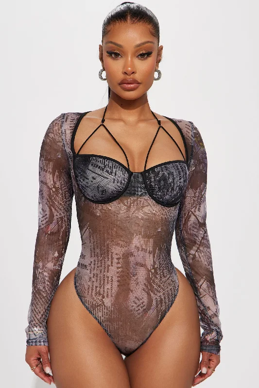 Doing My Thing Mesh Bodysuit - Black/combo