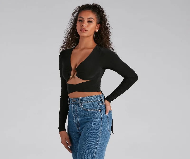 Double Take Cutout Crop Top