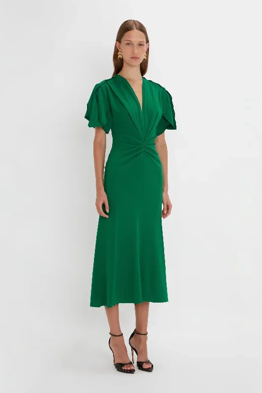 gathered-v-neck-midi-dress-in-emerald