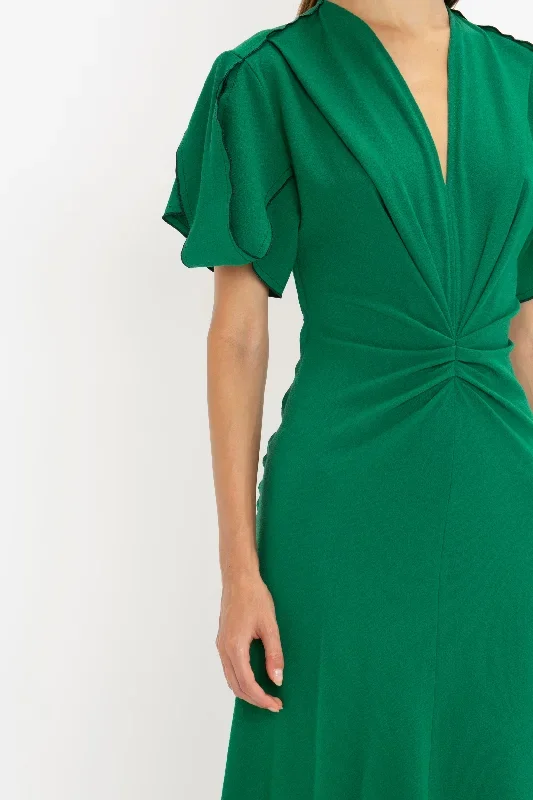 gathered-v-neck-midi-dress-in-emerald