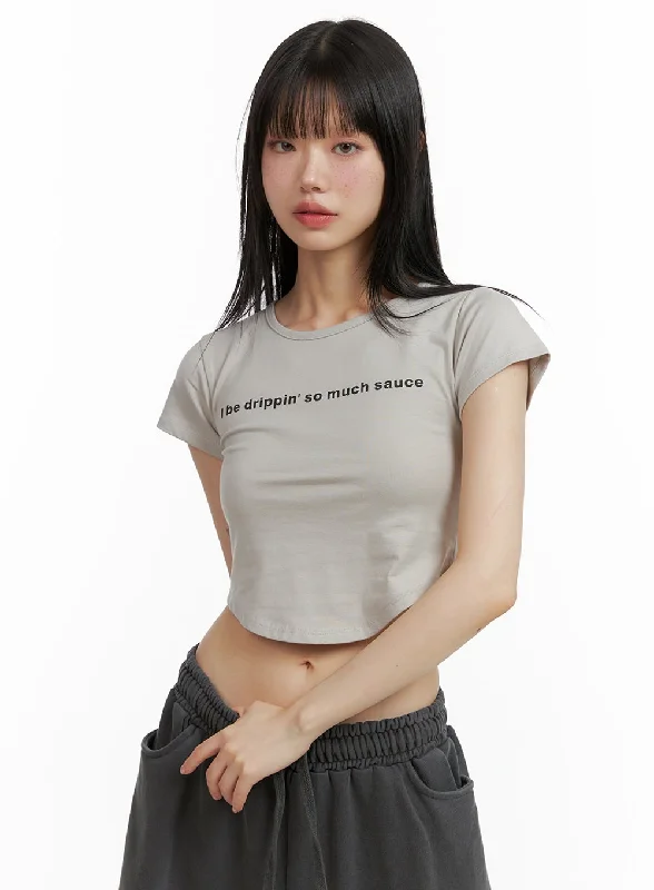 Graphic Lettering Crop Tee CL402