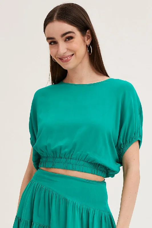 green-crop-top-short-sleeve-elasticated-waist-wc1007x-34wb