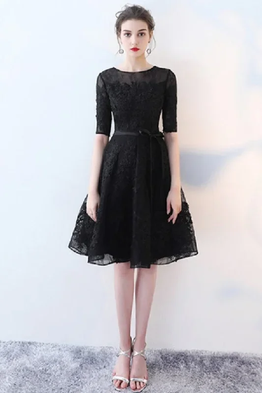 HALF SLEEVE LACE A-LINE DRESS