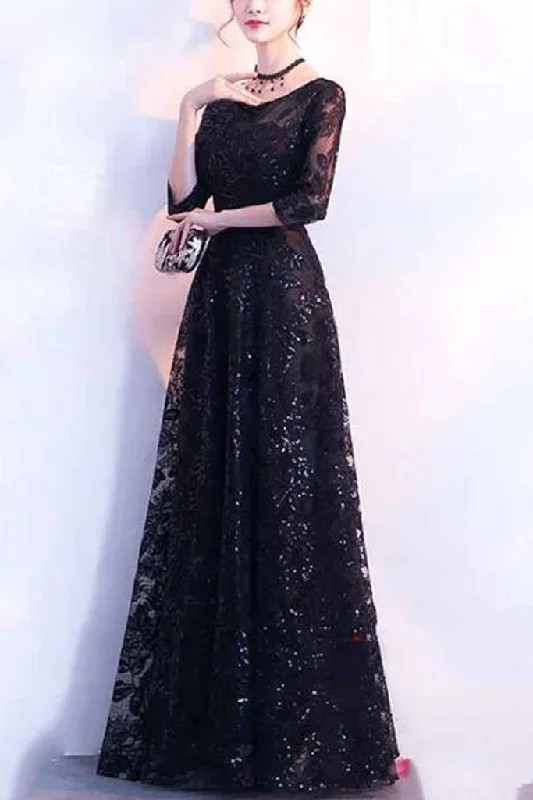 half-sleeve-sequin-maxi-dress