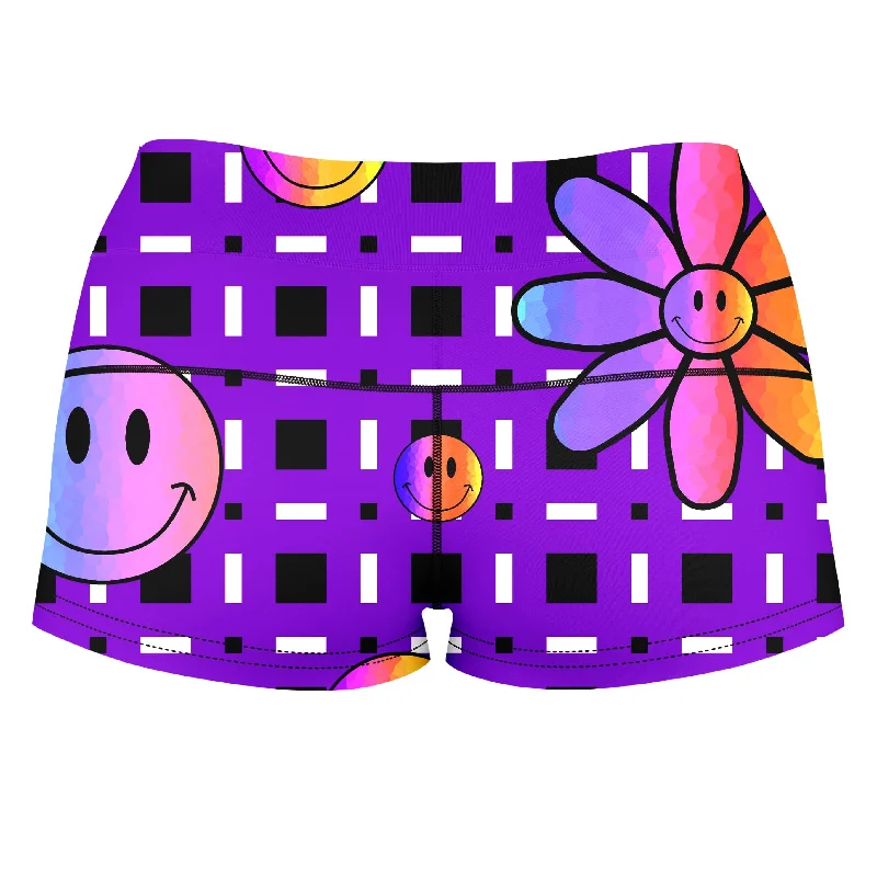 happiness-on-purple-high-waisted-womens-shorts