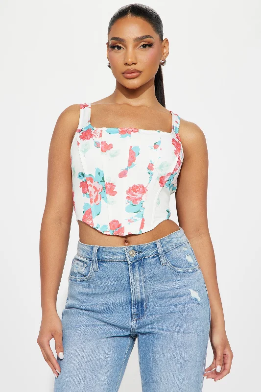 In My Garden Floral Corset Top - White/combo