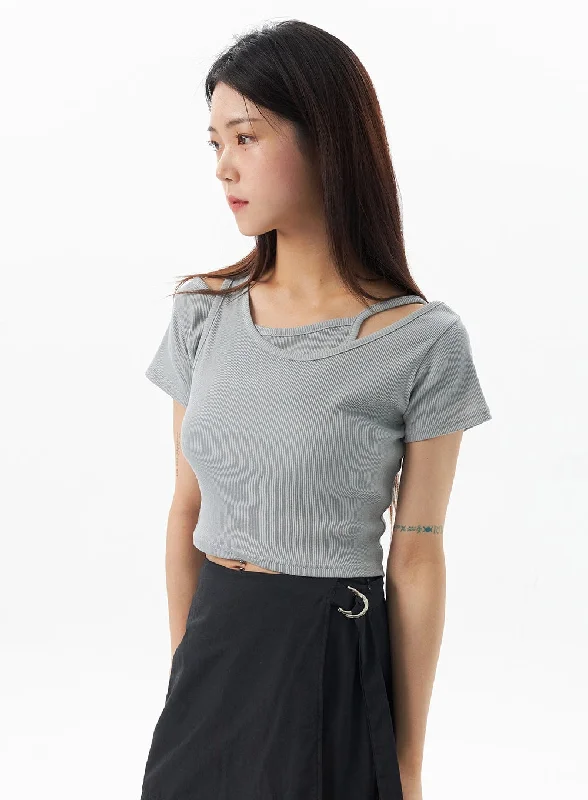 Layered Cropped Tee OU319