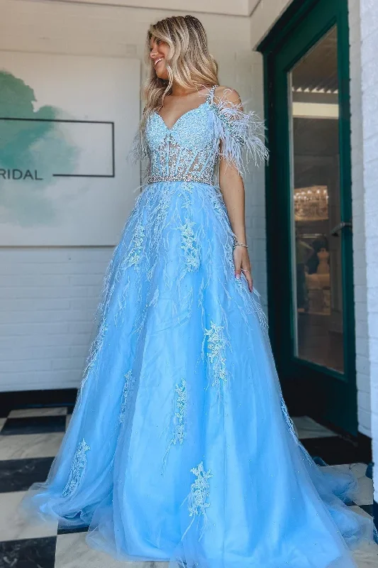 light-blue-feathers-cold-shoulder-long-formal-dress