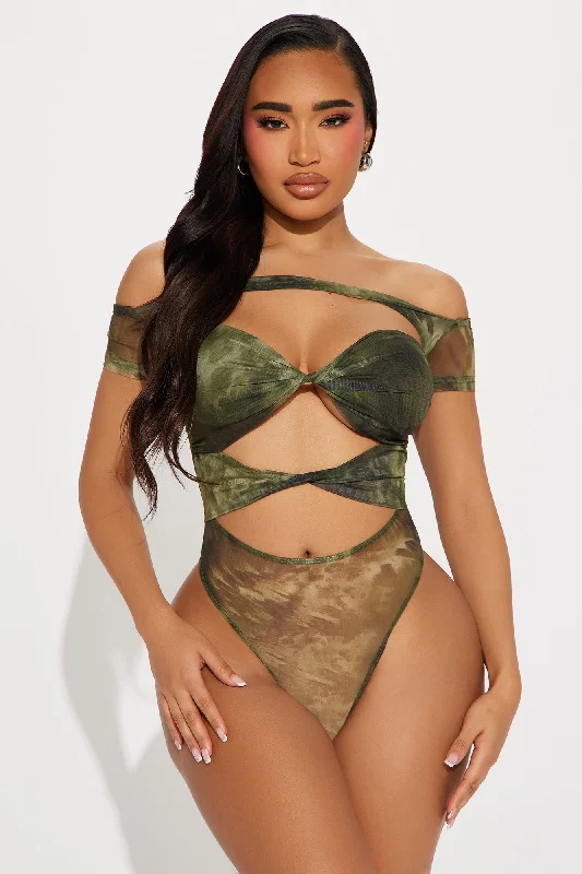 Madeline Mesh Bodysuit - Green/combo