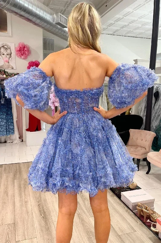 magenta-strapless-ruffles-a-line-short-party-dress-with-puff-sleeves