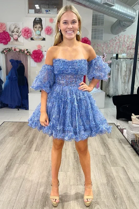 magenta-strapless-ruffles-a-line-short-party-dress-with-puff-sleeves