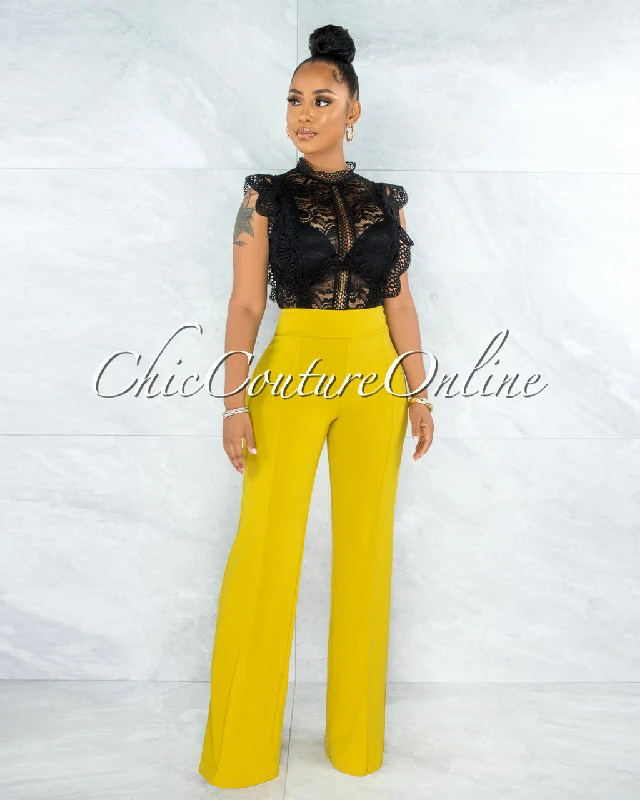 Marcie Lime Yellow High Waist Palazzo Pants