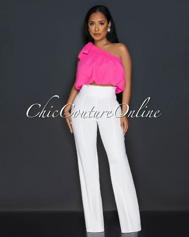 Marcie Off-White High Waist Straight Legs Pants