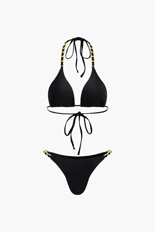 Metal Chain Interlaced Strap Bikini Set