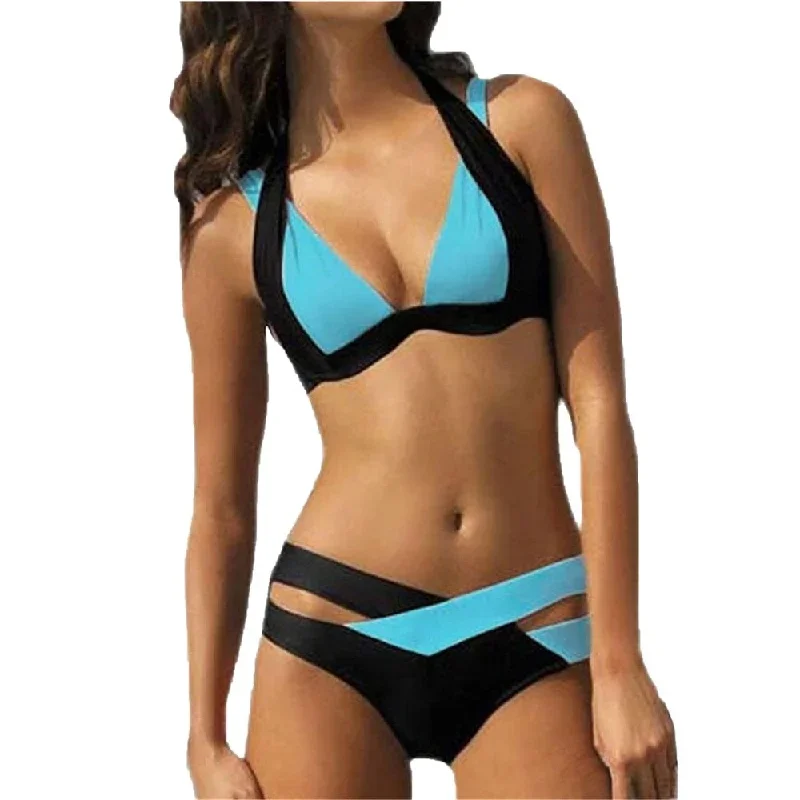 Mix Color Sexy Two Piece Adjust Bust Swimwear