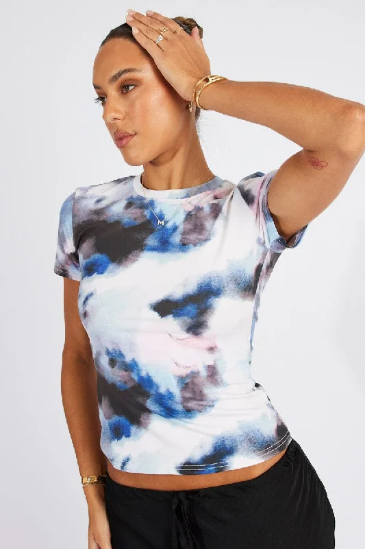 Multi Abstract Supersoft Top Short Sleeve