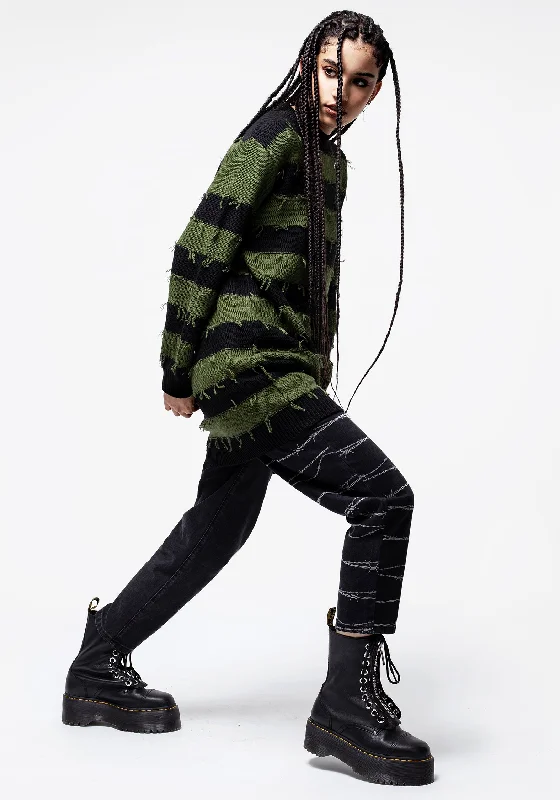 nancy-stripe-oversized-jumper-green-and-black