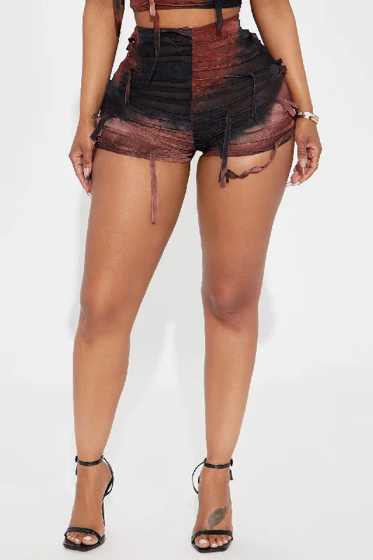 Nelly Distressed Booty Short - Brown/combo