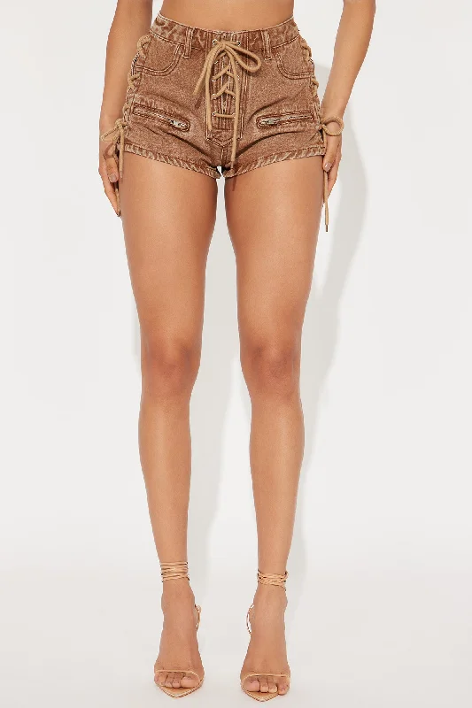 Nelly Washed Micro Booty Short - Brown