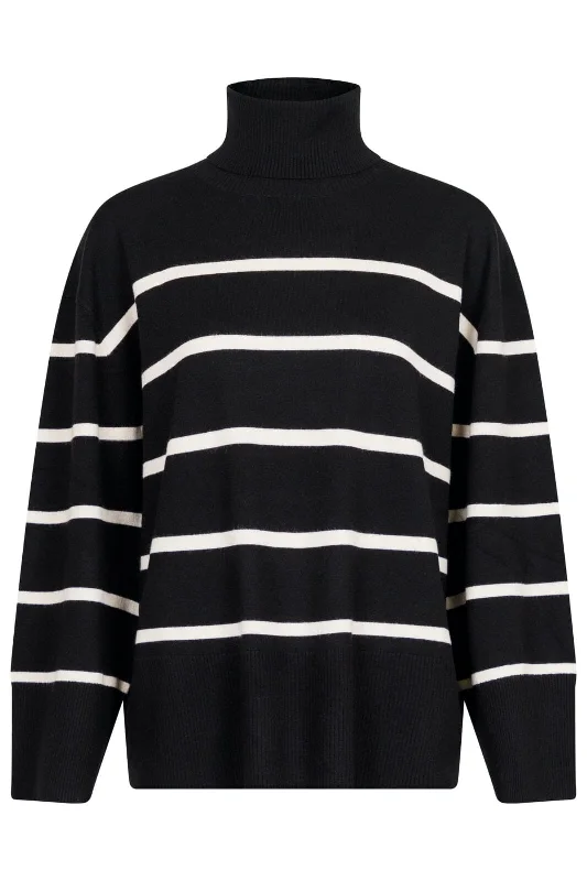 Neo Noir - Ruby Stripe Knit Blouse - Black