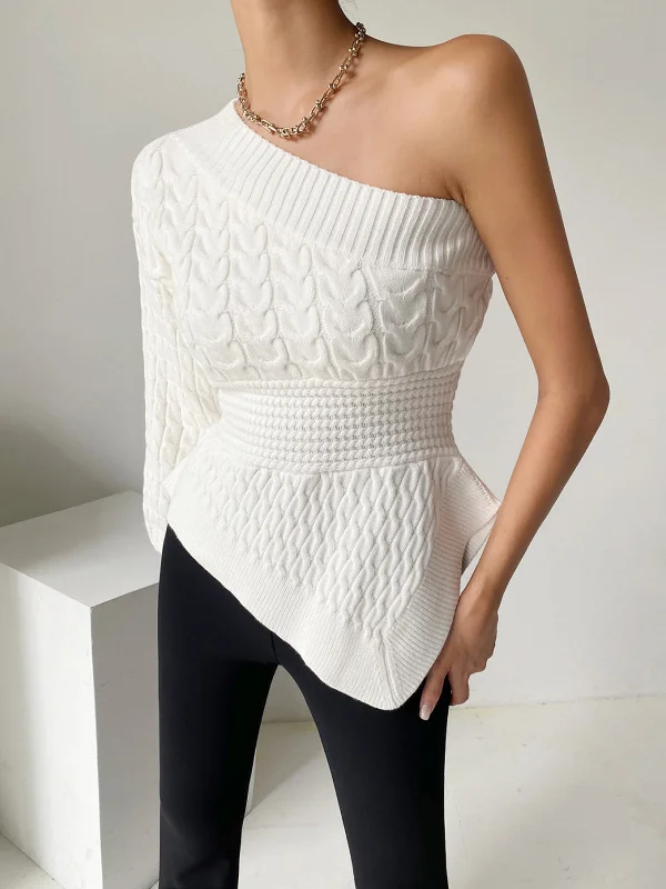 one-shoulder-asymmetrical-cable-knit-sweater