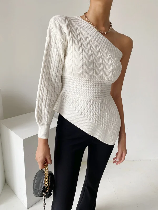 one-shoulder-asymmetrical-cable-knit-sweater