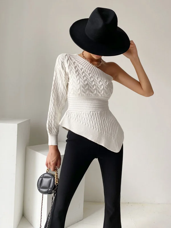 one-shoulder-asymmetrical-cable-knit-sweater