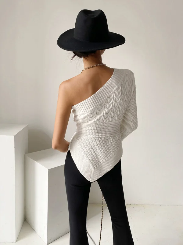 one-shoulder-asymmetrical-cable-knit-sweater