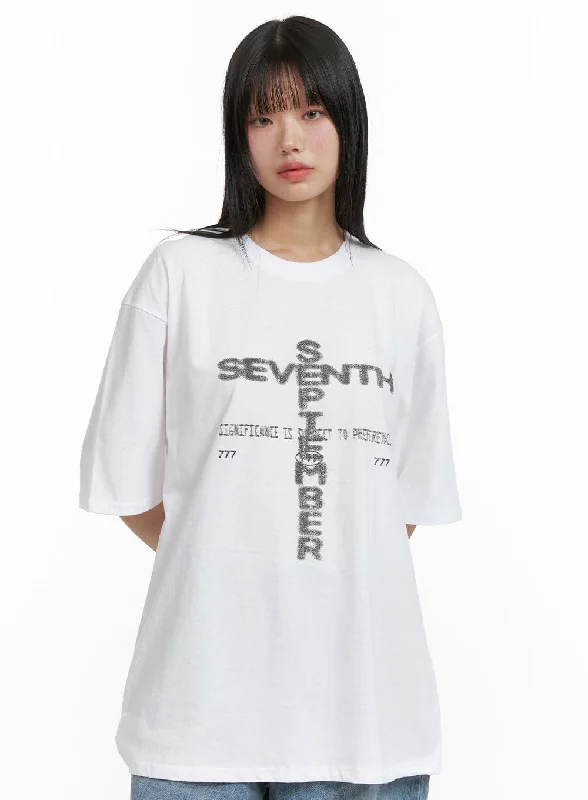 Oversized Cotton Lettering T-Shirt CL402