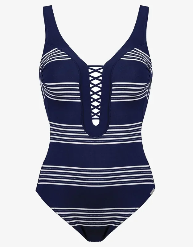 Pace Plunge Swimsuit - Navy White