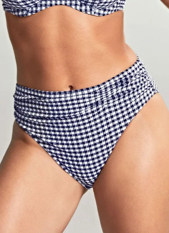 Panache Gingham Midi Brief Navy Gingham