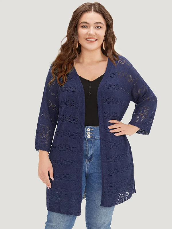 plain-open-front-hollow-out-cardigan