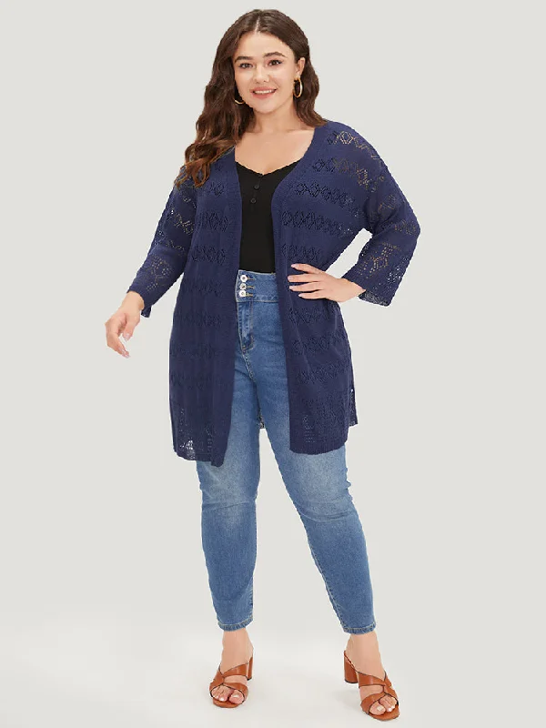 plain-open-front-hollow-out-cardigan