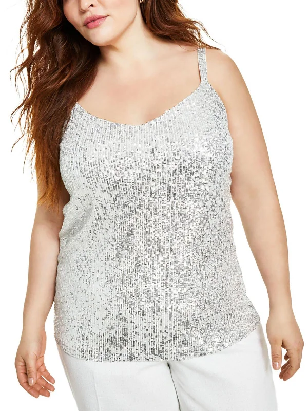 Plus Womens Sequined Party Shell