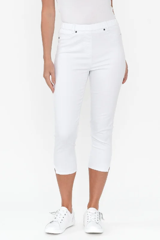 Reed White Stretch Cotton Capri Pants