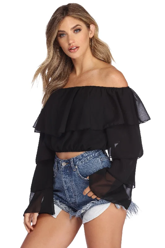 Ruffled In Chiffon Crop Top