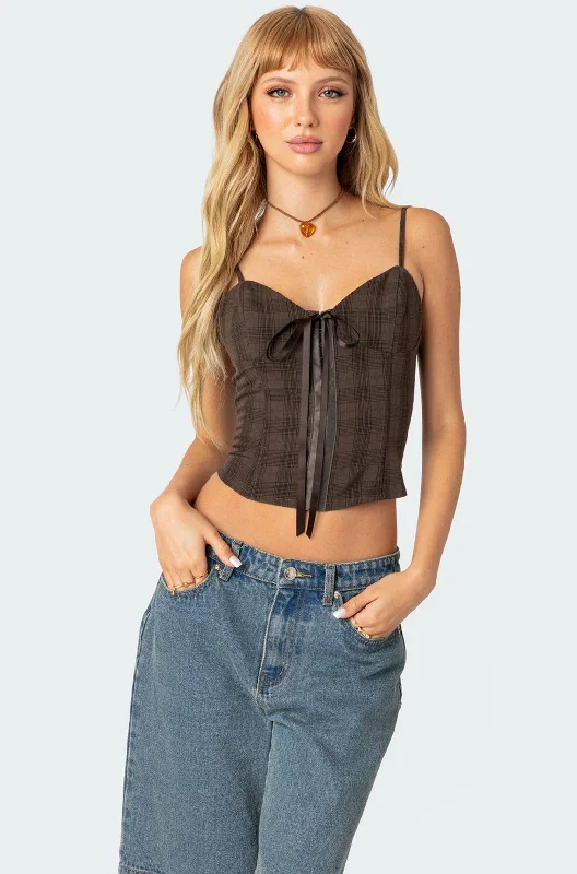 Plaid Lace Up Corset