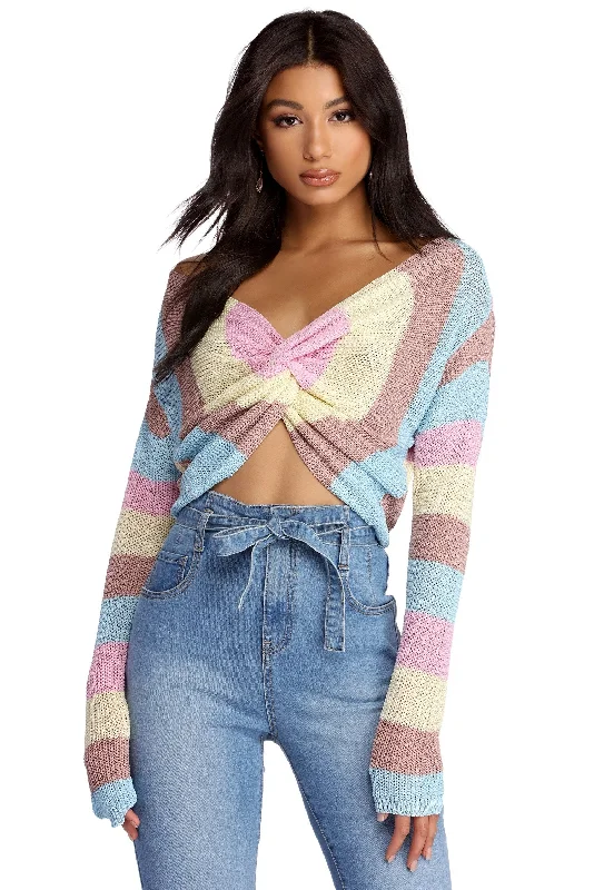 Sassy And Striped Cropped Sweater