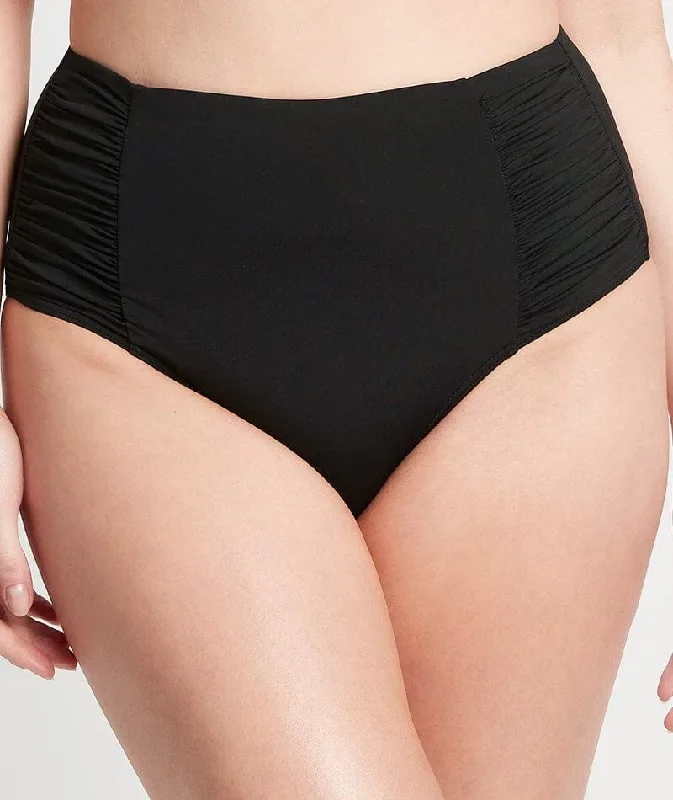 Sea Level Eco Essentials Gathered Side High Waist Brief - Black