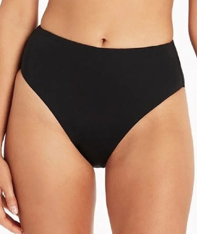 Sea Level Eco Essentials Retro High Waist Bikini Brief - Black