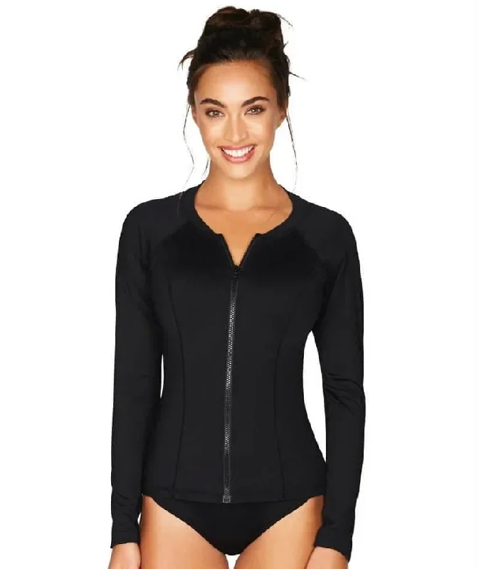 Sea Level Essentials Long Sleeved Rash Vest - Full Zipper - Black