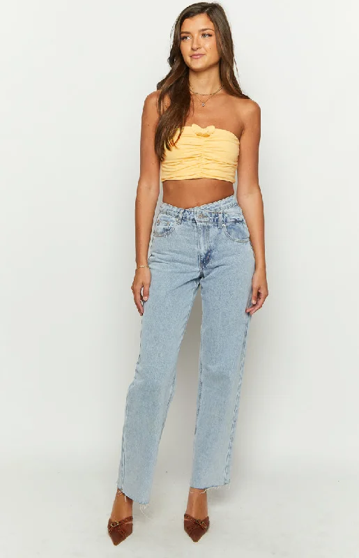 shar-yellow-butterfly-strapless-top