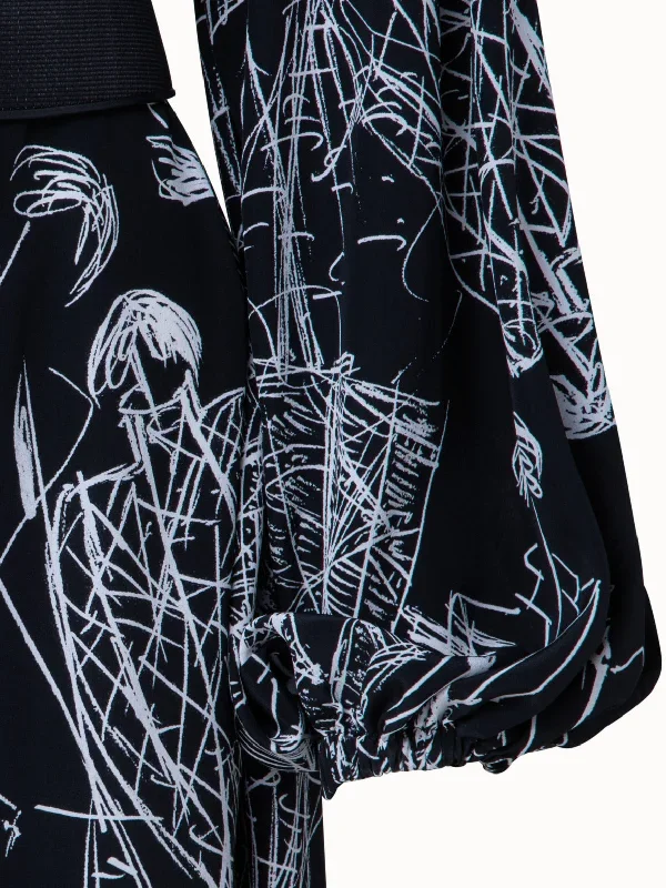 silk-kaftan-dress-with-croquis-druck-black-cream silk-kaftan-dress-with-croquis-druck-black-cream