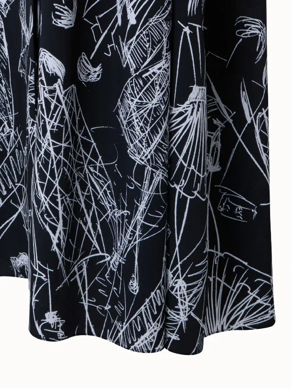 silk-kaftan-dress-with-croquis-druck-black-cream silk-kaftan-dress-with-croquis-druck-black-cream